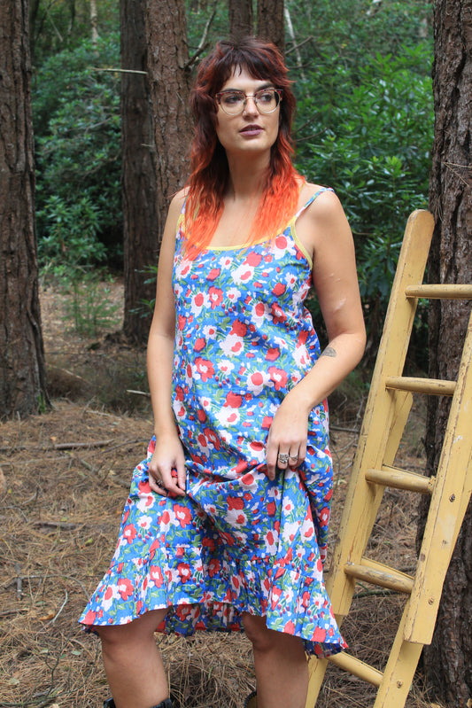 Poppies flowers, spaghetti strap nightie