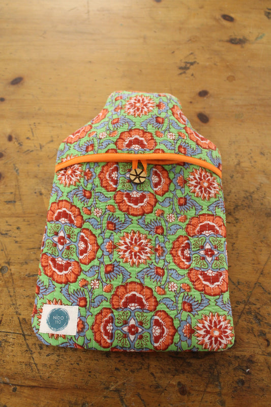 Hot water bottle - orange, green, red and blue to match your sleepwear